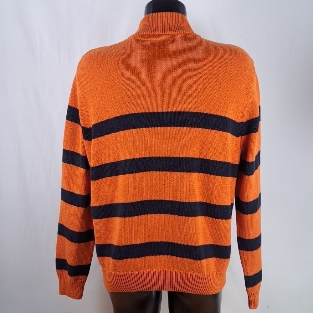 Chaps Ralph Lauren 1/4 button orange & blue stripped 2XL casual preppy sweater - Picture 4 of 5